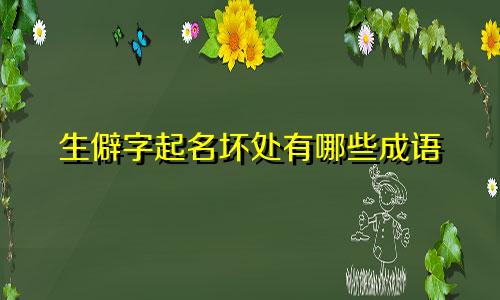 生僻字起名坏处有哪些成语