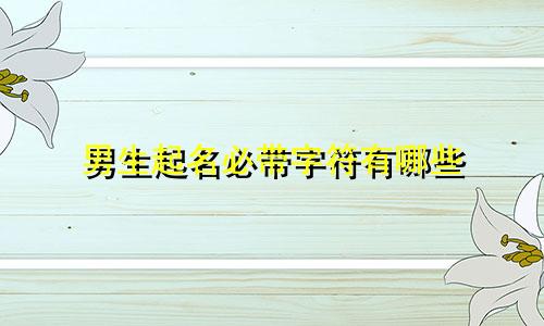 男生起名必带字符有哪些