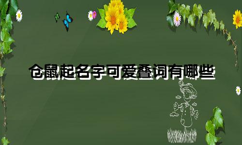 仓鼠起名字可爱叠词有哪些