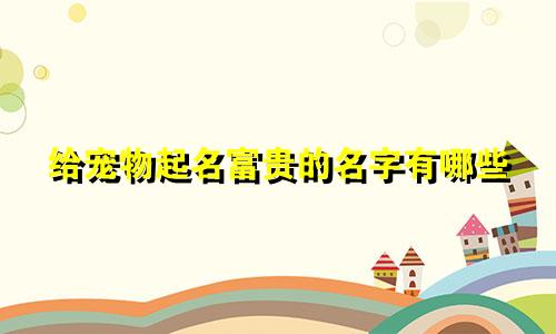 给宠物起名富贵的名字有哪些