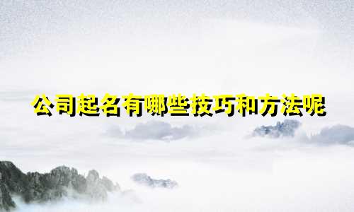 公司起名有哪些技巧和方法呢