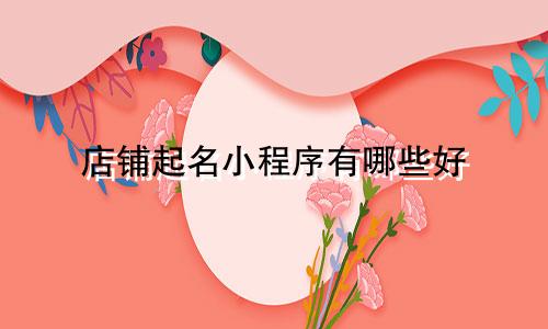 店铺起名小程序有哪些好