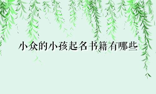 小众的小孩起名书籍有哪些