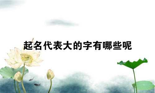 起名代表大的字有哪些呢