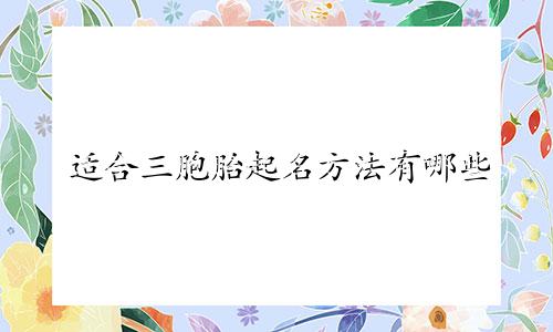 适合三胞胎起名方法有哪些