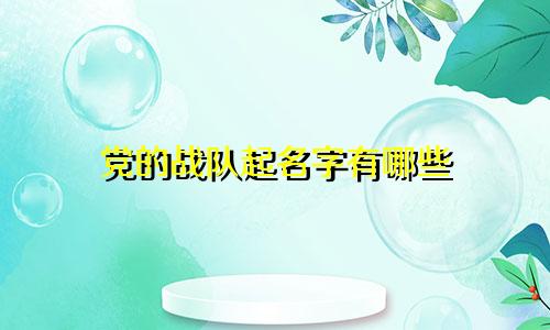 党的战队起名字有哪些