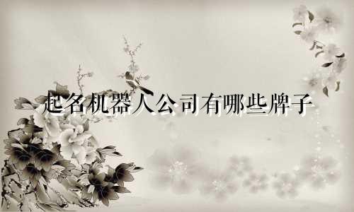 起名机器人公司有哪些牌子