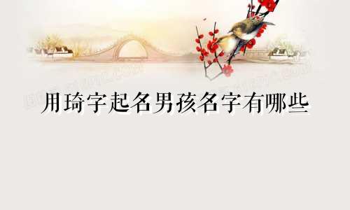 用琦字起名男孩名字有哪些