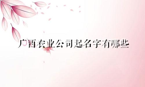 广西农业公司起名字有哪些