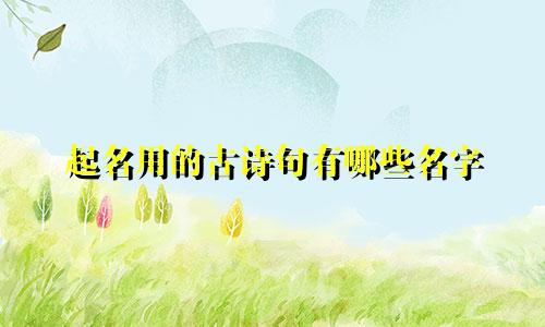 起名用的古诗句有哪些名字