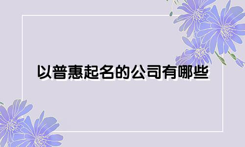 以普惠起名的公司有哪些