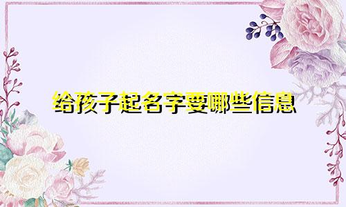 给孩子起名字要哪些信息