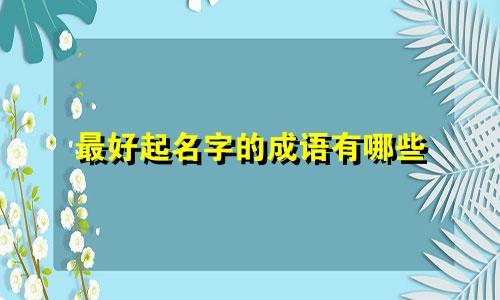 最好起名字的成语有哪些