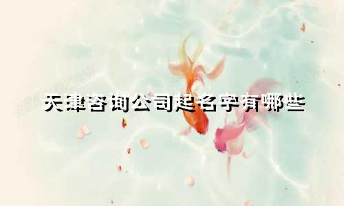 天津咨询公司起名字有哪些