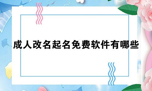 成人改名起名免费软件有哪些
