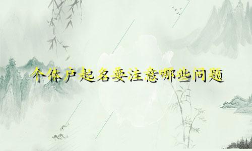 个体户起名要注意哪些问题
