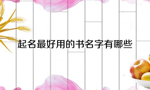 起名最好用的书名字有哪些