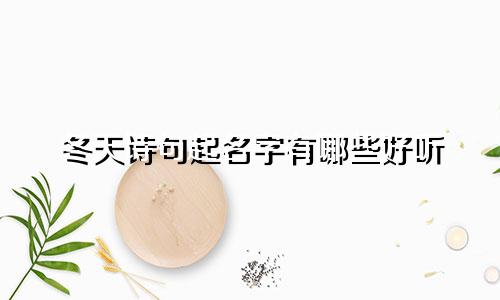 冬天诗句起名字有哪些好听