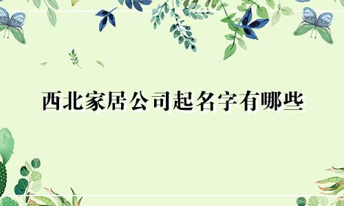西北家居公司起名字有哪些