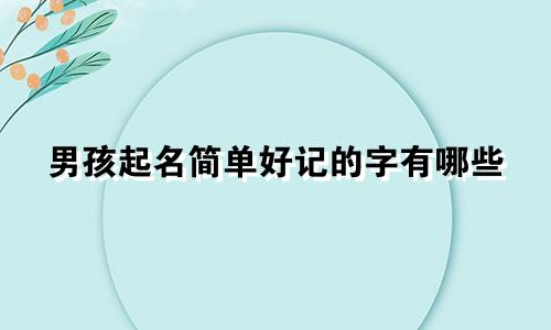 男孩起名简单好记的字有哪些