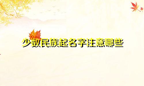 少数民族起名字注意哪些
