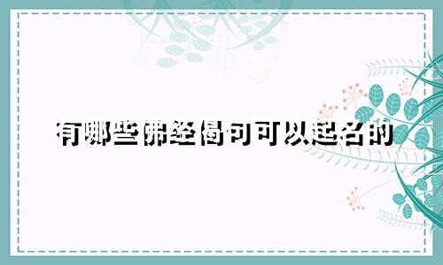 有哪些佛经偈句可以起名的