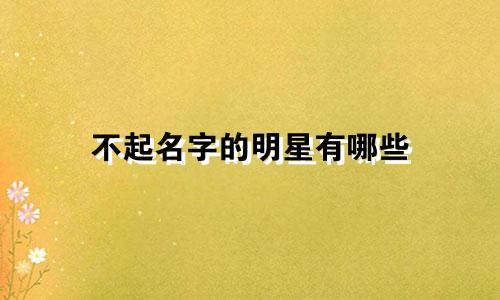 不起名字的明星有哪些