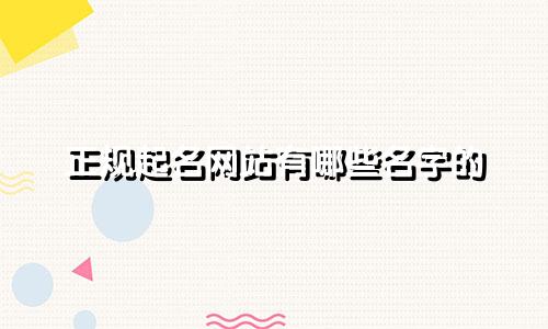 正规起名网站有哪些名字的