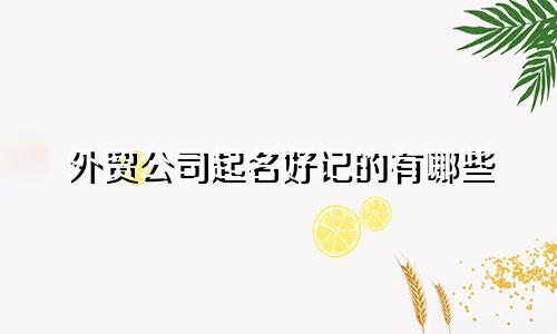 外贸公司起名好记的有哪些