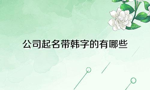 公司起名带韩字的有哪些
