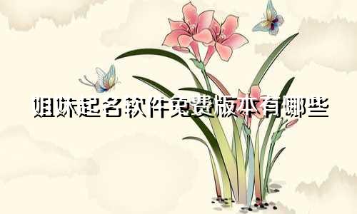 姐妹起名软件免费版本有哪些