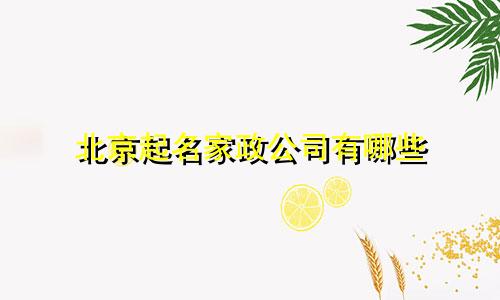 北京起名家政公司有哪些