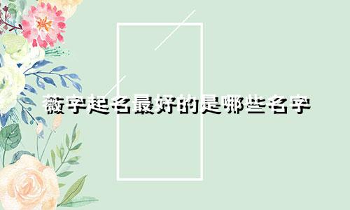 薇字起名最好的是哪些名字