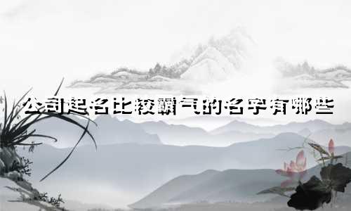 公司起名比较霸气的名字有哪些