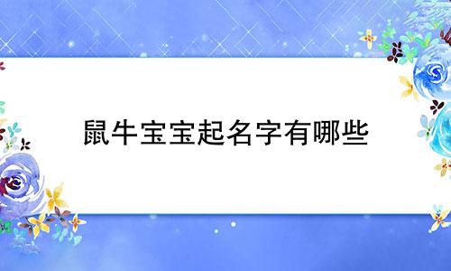 鼠牛宝宝起名字有哪些