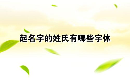 起名字的姓氏有哪些字体