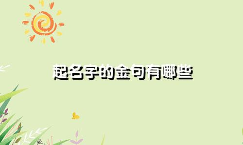 起名字的金句有哪些