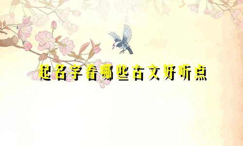 起名字看哪些古文好听点