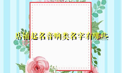 店铺起名音响类名字有哪些