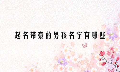 起名带豪的男孩名字有哪些
