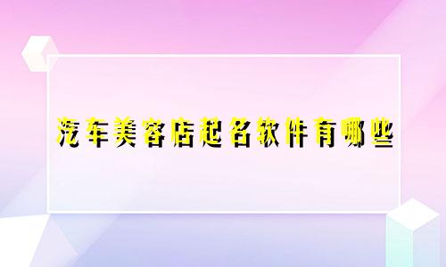 汽车美容店起名软件有哪些