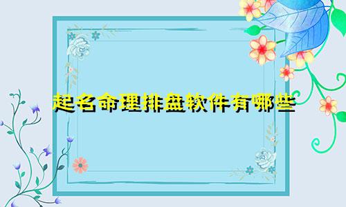 起名命理排盘软件有哪些