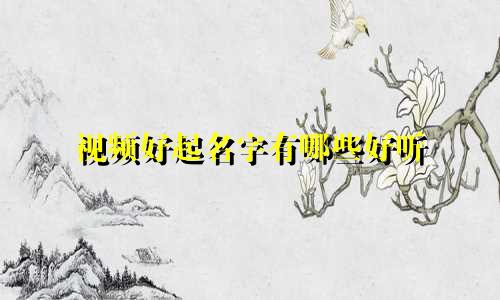 视频好起名字有哪些好听