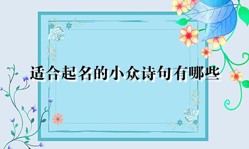 适合起名的小众诗句有哪些
