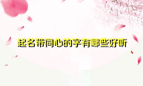 起名带同心的字有哪些好听