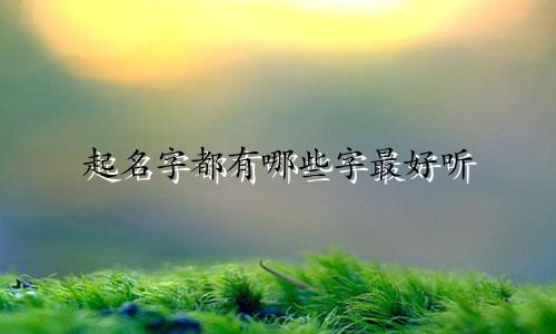 起名字都有哪些字最好听