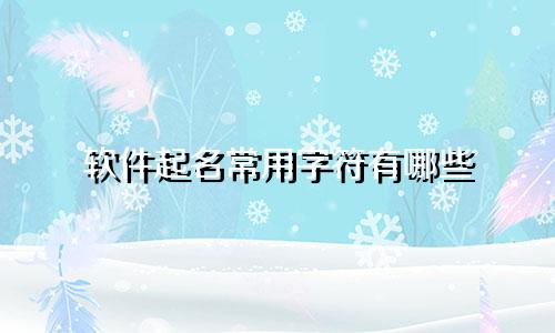 软件起名常用字符有哪些