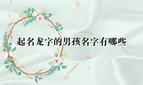 起名龙字的男孩名字有哪些