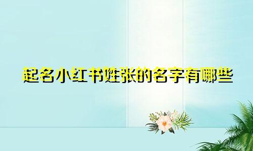 起名小红书姓张的名字有哪些
