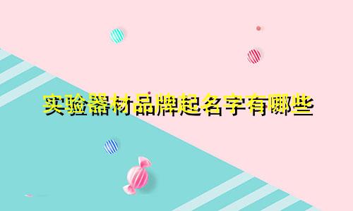 实验器材品牌起名字有哪些